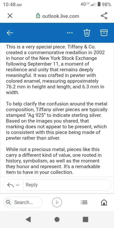 Tiffany NYSE 2002 9 / 11 Commemorative Medal Coin - Photo 7