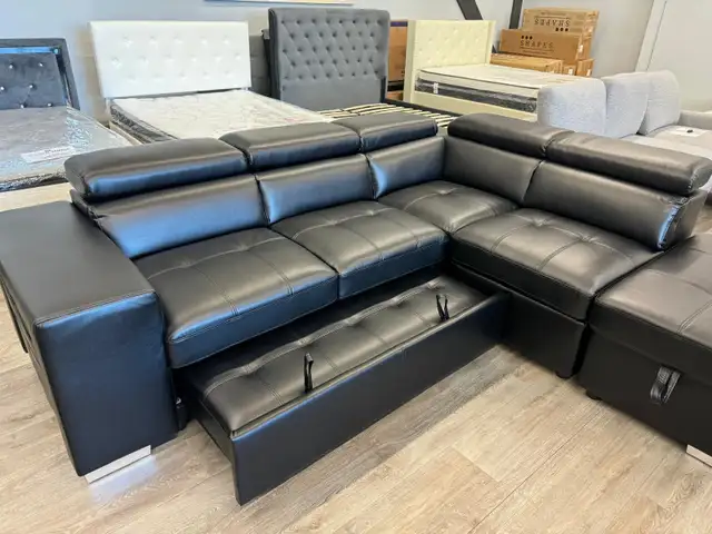 ️✨ Luxury Genuine Leather Sleeper Sectional - Photo 2