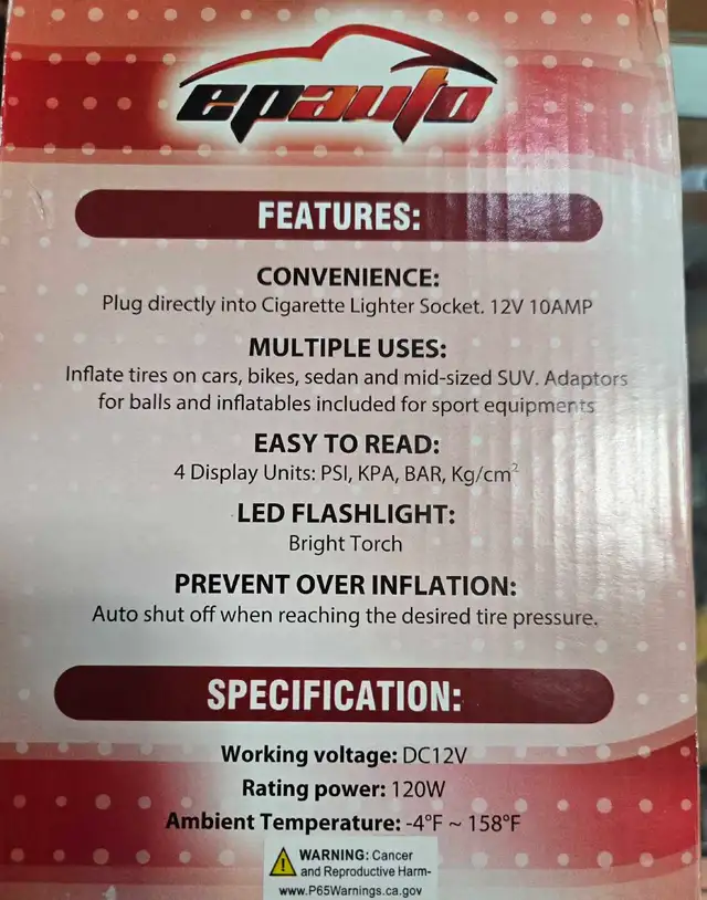 AEPAUTO 120 W PORTABLE AIR COMPRESSOR - Photo 2