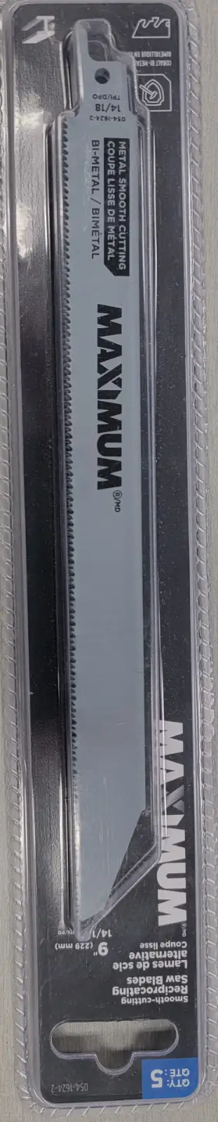 Maximum reciprocating saw blades