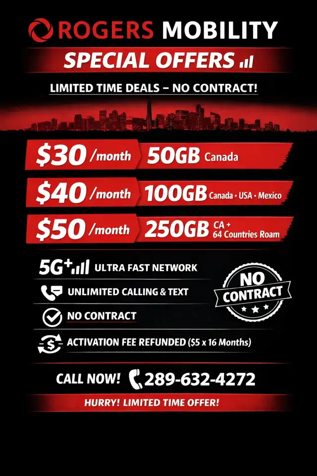 CANADA BEST MOBILITY PLANS - LIMITED OFFER! BOOK NOW