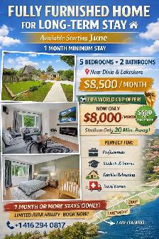 Limited Time Offer! 5 Bedroom Furnished Home | Only $8,000 This