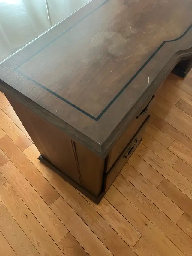 Free delivery used Dark Wood Executive Desk with Drawers - Photo 3