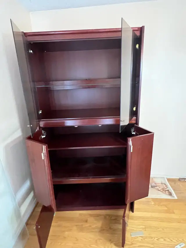 Free delivery used Wooden Display Cabinet with Glass Doors - Photo 4