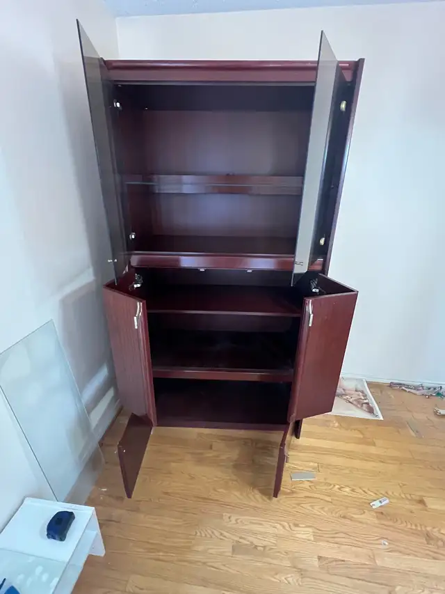 Free delivery used Wooden Display Cabinet with Glass Doors - Photo 7