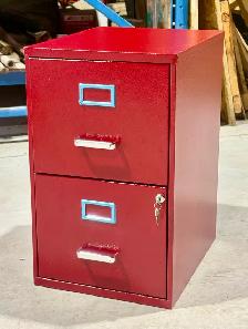Metal Letter-Sized Filing Cabinet (Fire Engine Red Color. w Key)