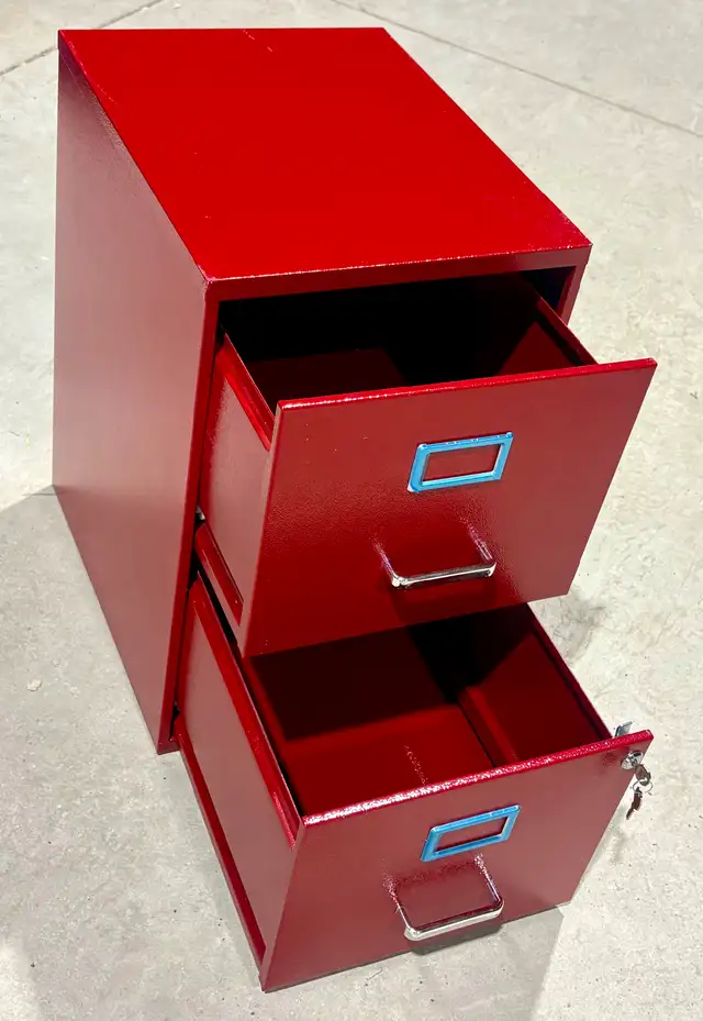 Metal Letter-Sized Filing Cabinet (Fire Engine Red Color. w Key) - Photo 2