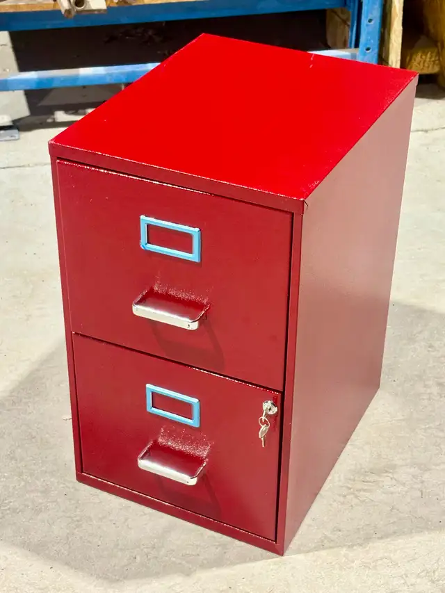 Metal Letter-Sized Filing Cabinet (Fire Engine Red Color. w Key) - Photo 4