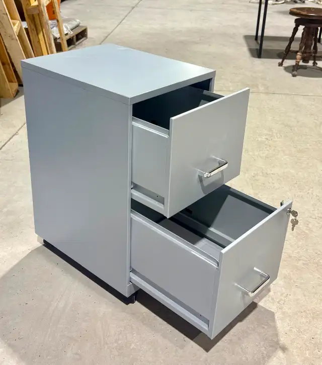 Metal Letter-Sized Filing Cabinet (Light Grey Colour. w Key) - Photo 2