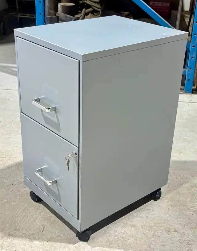 Metal Letter-Sized Filing Cabinet (Light Grey Colour. w Key) - Photo 3
