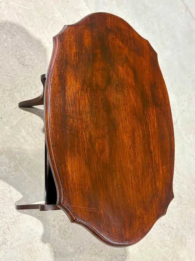 Vintage Walnut Magazine Rack Lamp Table (w Scalloped Oval Top) - Photo 4