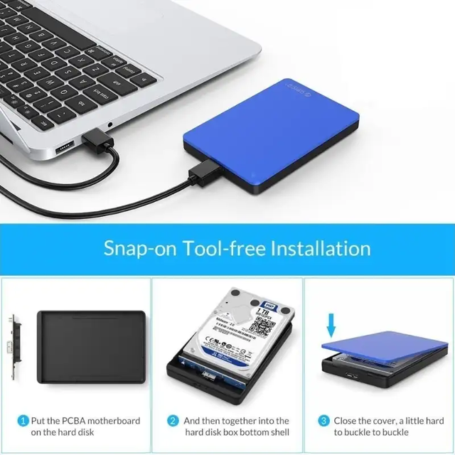 1TB External Hard Drive USB3 / Laptop SSD HDD Enclosure - Photo 3