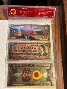 THREE GOLD FOIL BILLSONE JOE BIDEN JR. 2020 BILL 24K FOIL