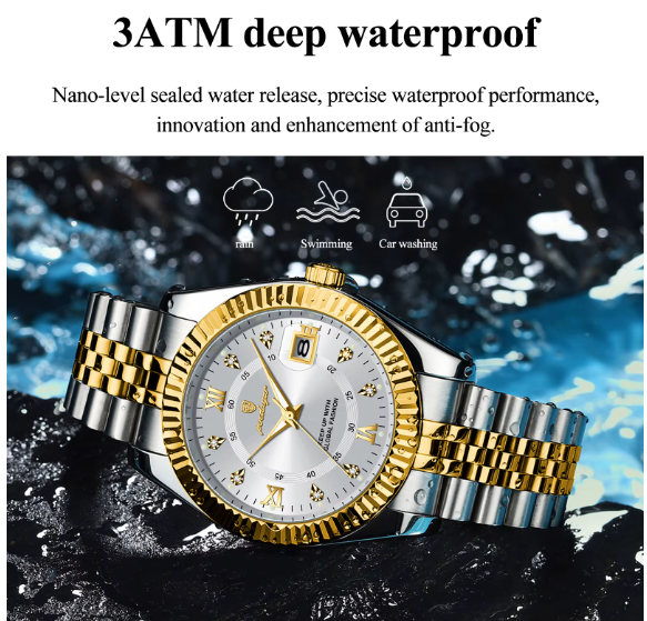 New POEDAGAR Men Wristwatch Waterproof Date Stainless Steel Quar - Photo 3