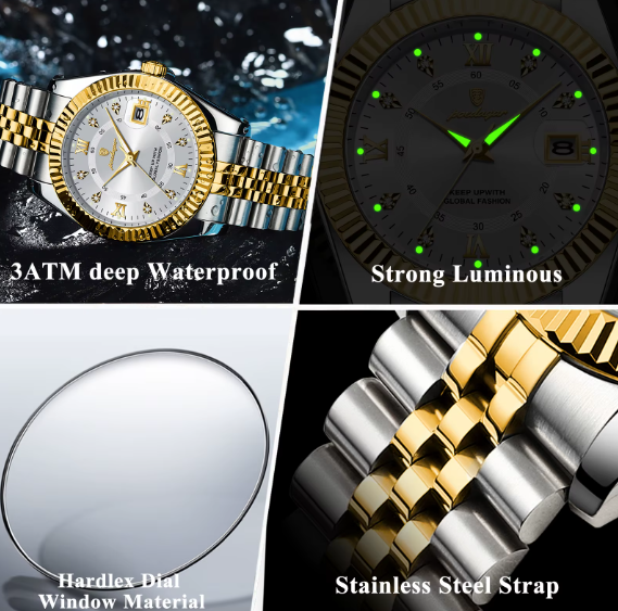 New POEDAGAR Men Wristwatch Waterproof Date Stainless Steel Quar - Photo 4