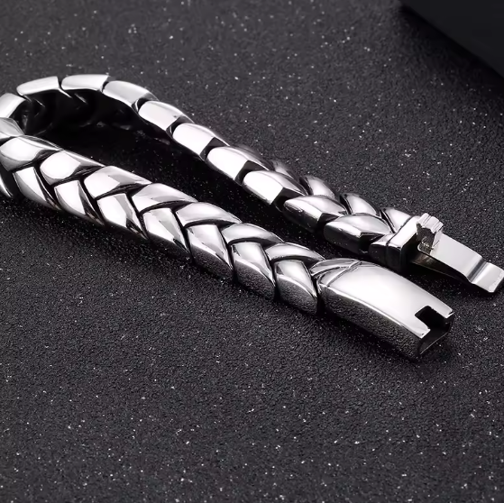 New 11mm 8.5'' 91g Bracelet Stainless Steel 316L Trendy Never Fa - Photo 2