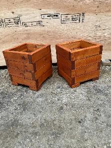 Wooden planters and benches