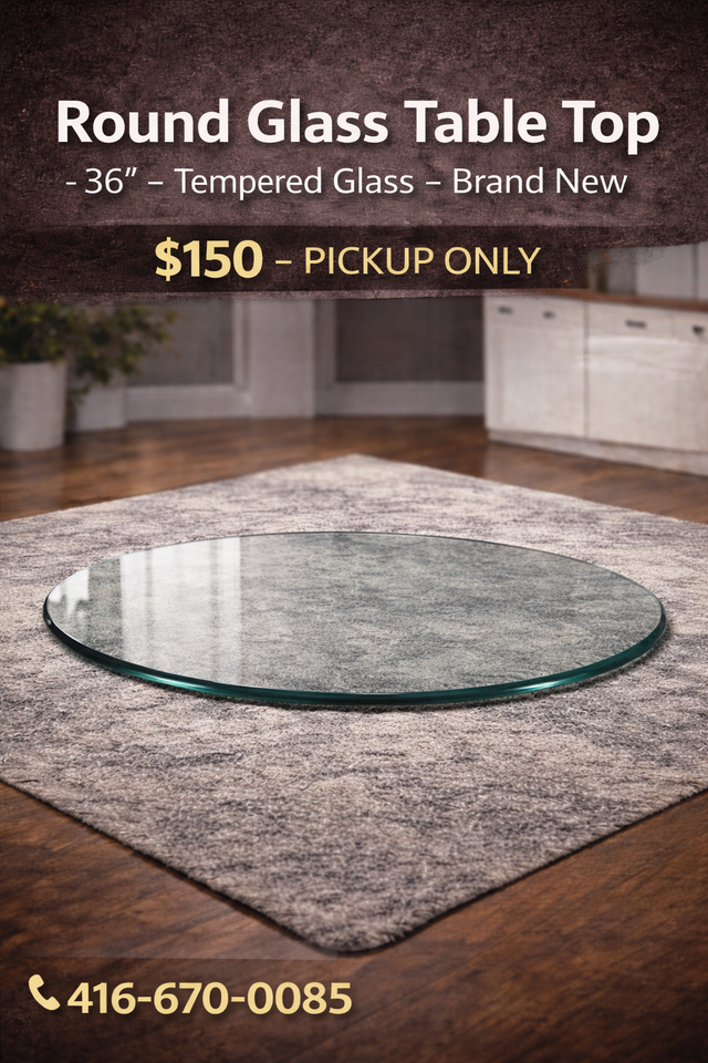 36" Round Tempered Glass Table Top – Brand New