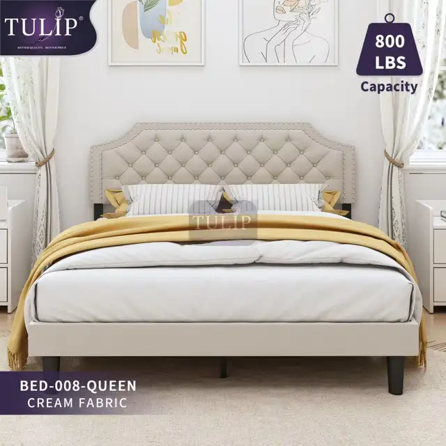 $200 Nice design light grey fabric bed frame#1 - Photo 4