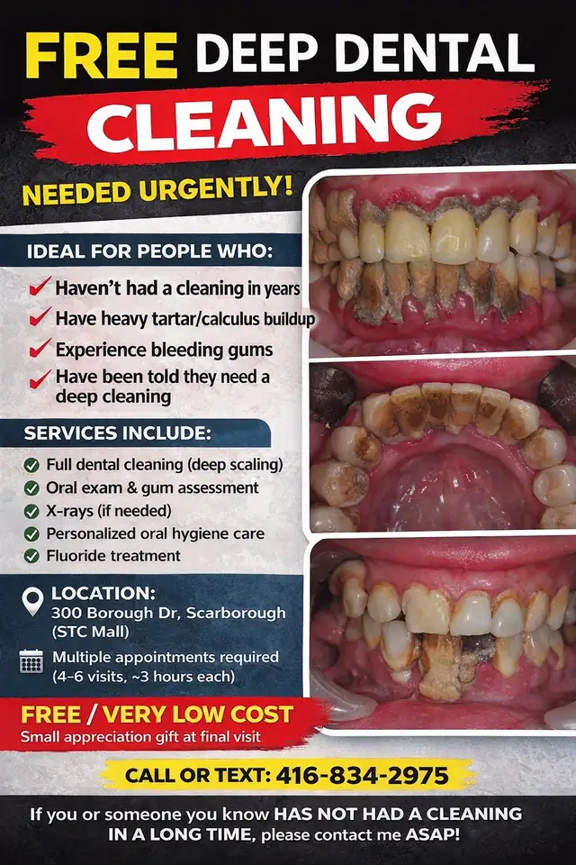 FREE DEEP DENTAL CLEANING – HIGH NEED CLIENTS ONLY WITH $200 REW