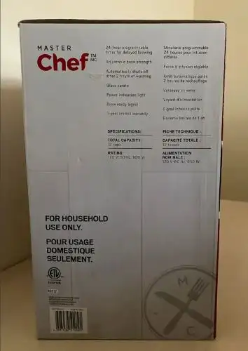Coffee Maker Master Chef Brand New – Still in Box! Never Opened! - Photo 2
