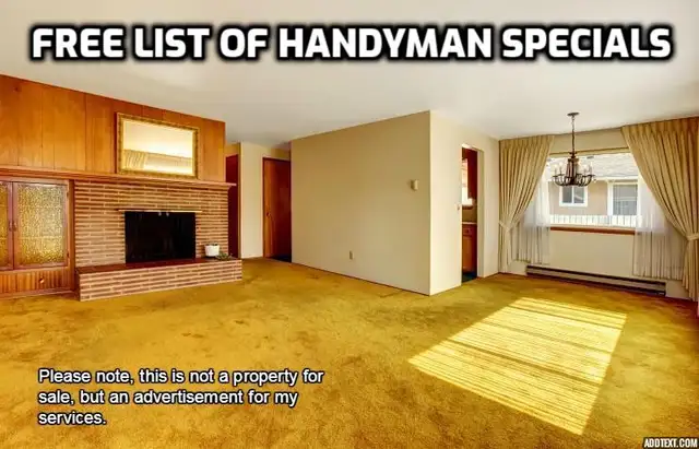 FREE LIST OF FIXER-UPPER/HANDYMAN SPECIALS FOR SALE
