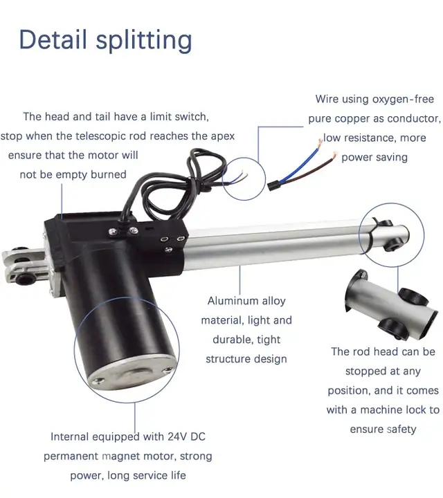 Linear Actuator 24V DC 6000N High-Thrust Push-Rod Motor 021002 - Photo 5