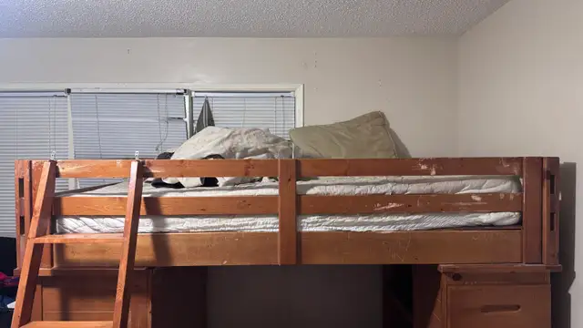 Solid Wood Loft Bed w/ Desk   8 Drawers   3 Shelves - Photo 5