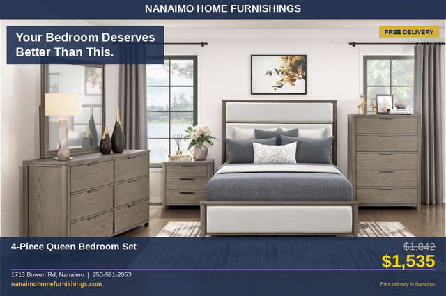 4-Piece Queen Bedroom Set — Your Bedroom Deserves Better — Free