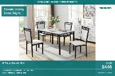 5-Piece Dinette Set White Faux Marble — Condo Perfect — Free Del