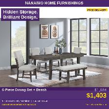 6-Piece Dining Set with Bench and Hidden Storage — Free Delivery
