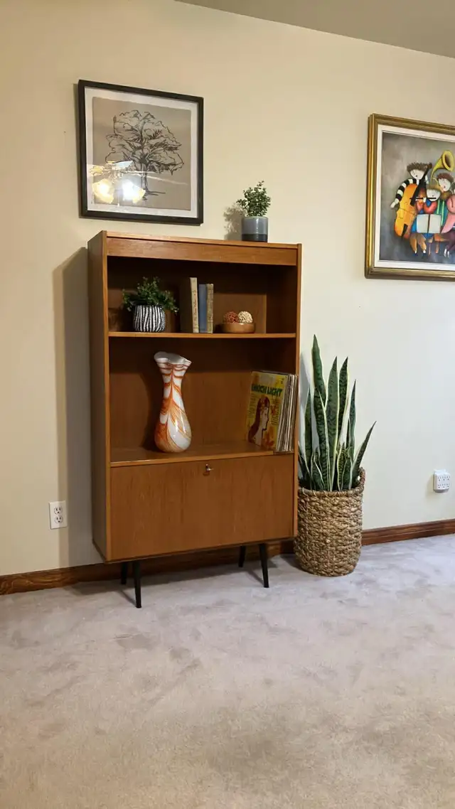 Mid century. TEAK TECK. Buffet, console, bar, bahut disques viny