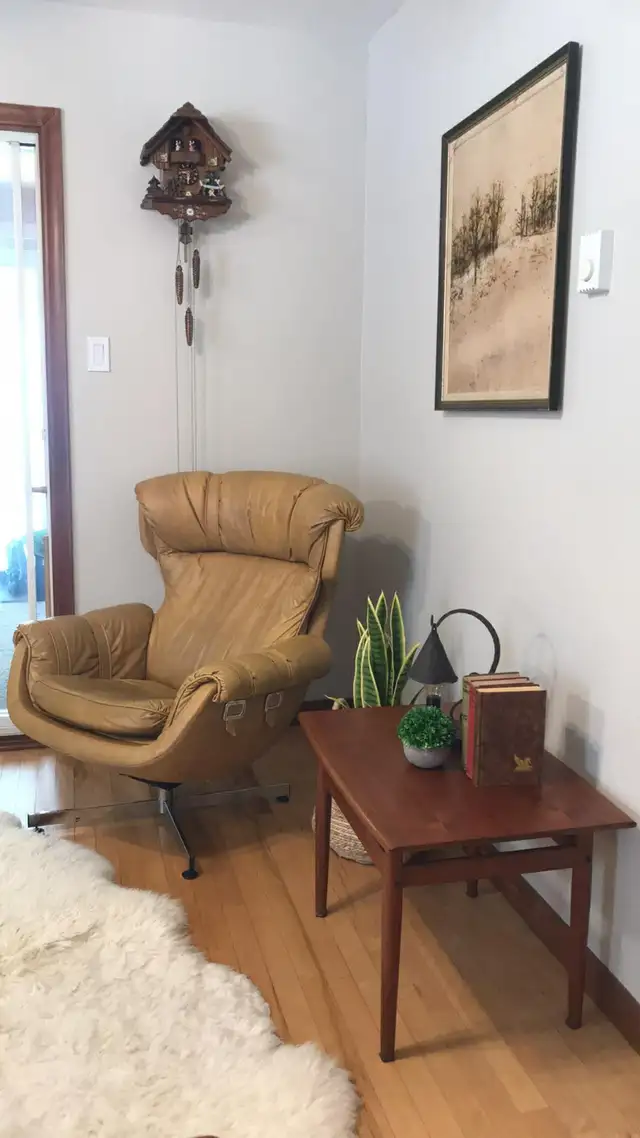 Mid century. TEAK TECK Table d'appoint / Fauteuil pivotant vinta - Photo 10