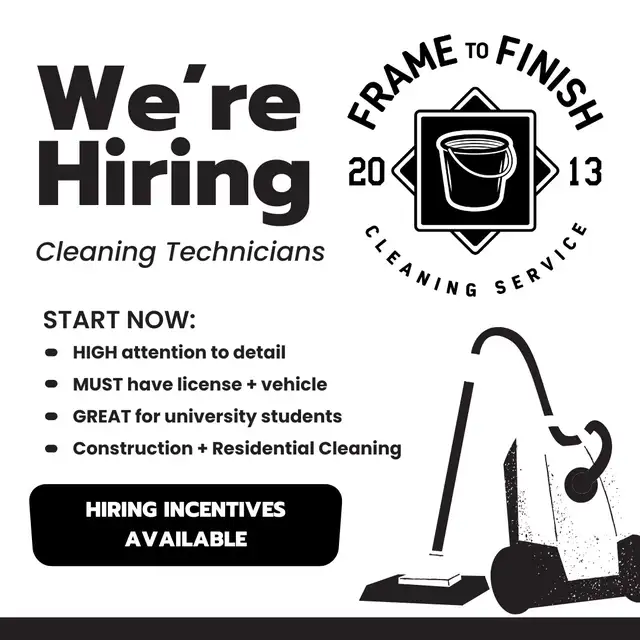 HIRING: CLEANING TECHNICIANS!