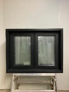 10865BH Fenêtre Battant HYBRIDE Noir Verre sablé 38 3/4 x 30 1/4