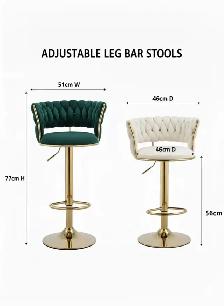 Brand New Velvet Adjustable Barstool with Golden base $89