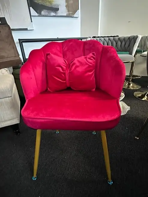 Brand New Velvet Scalloped Accent Chair with Gold Metal Legs $39 - Photo 2