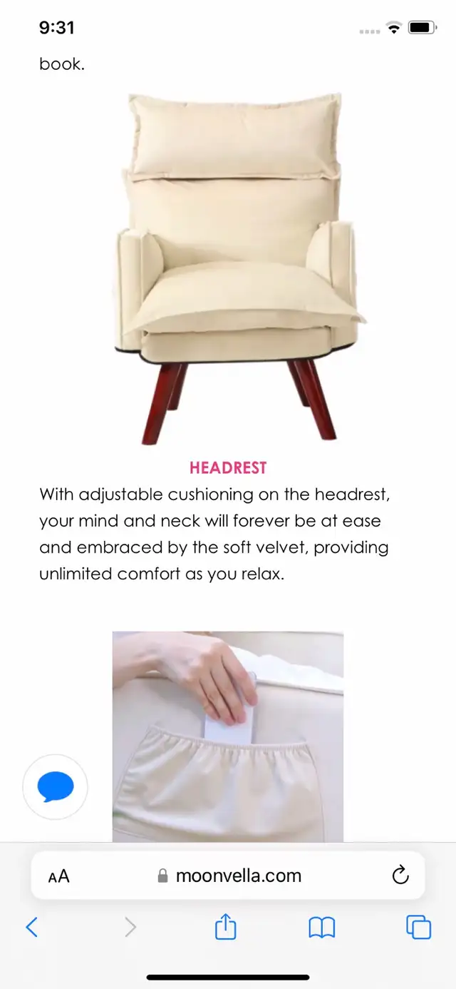 Cream fabric reclining arm chair $250.  Ottoman, 4 pillows - Photo 5