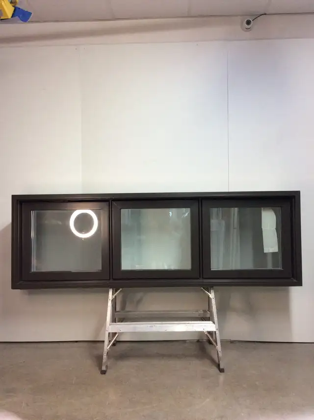 10387BP Fenêtre Battant PVC Brun Com 3 sect 1 ouvr 80 1/4x26 1/4