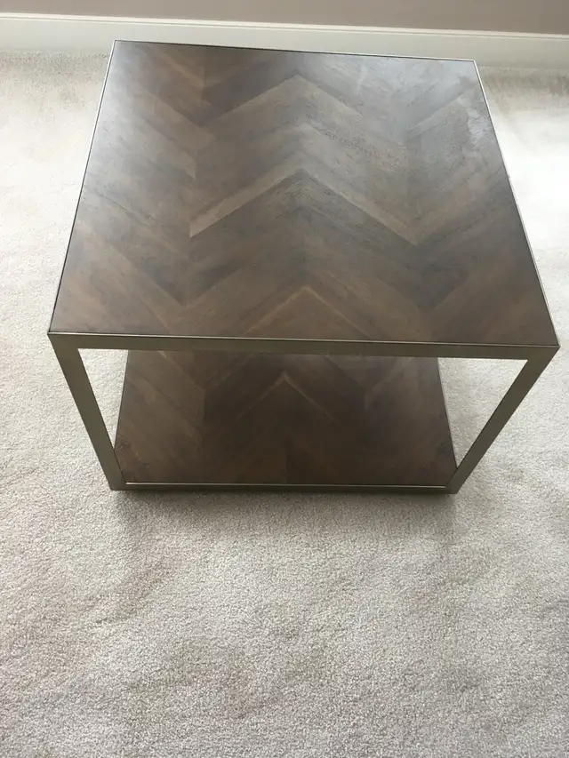 Mara Solid Acacia Wood End Table $300. Like new. Antique brass - Photo 10