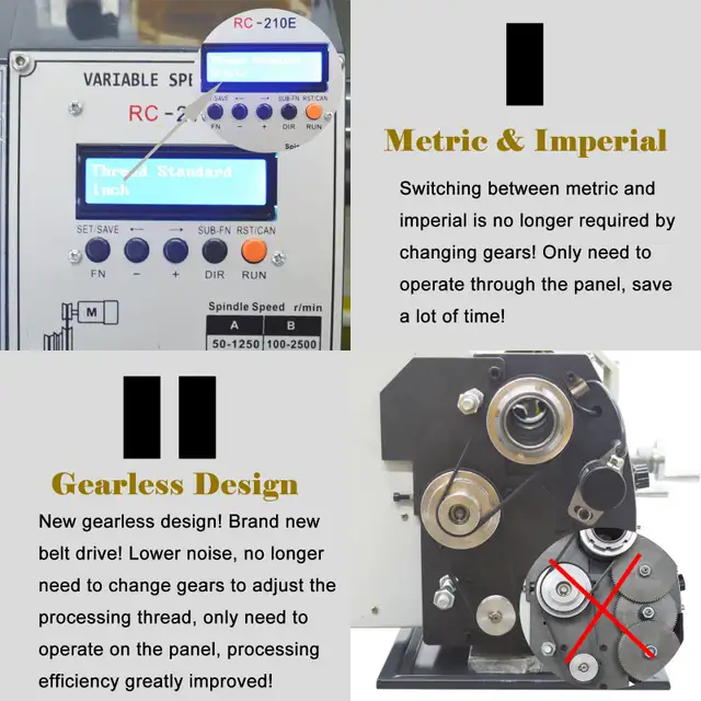 RC-210E Imperial/ Metric Metal Bench Lathe824' 028353 - Photo 4
