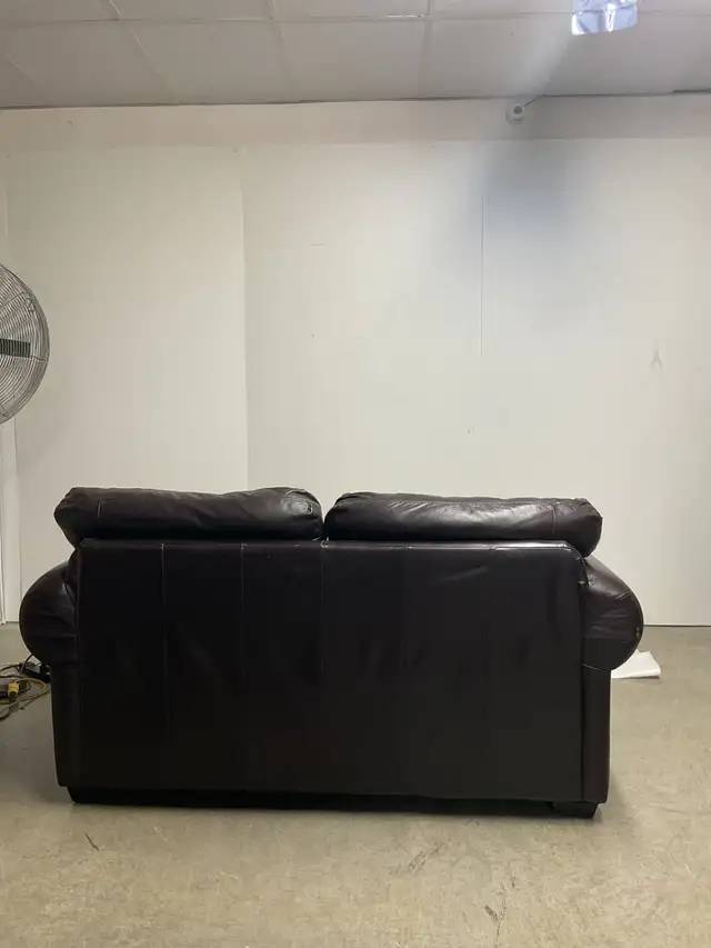 Causeuse  en cuir Brun Marron - Photo 2