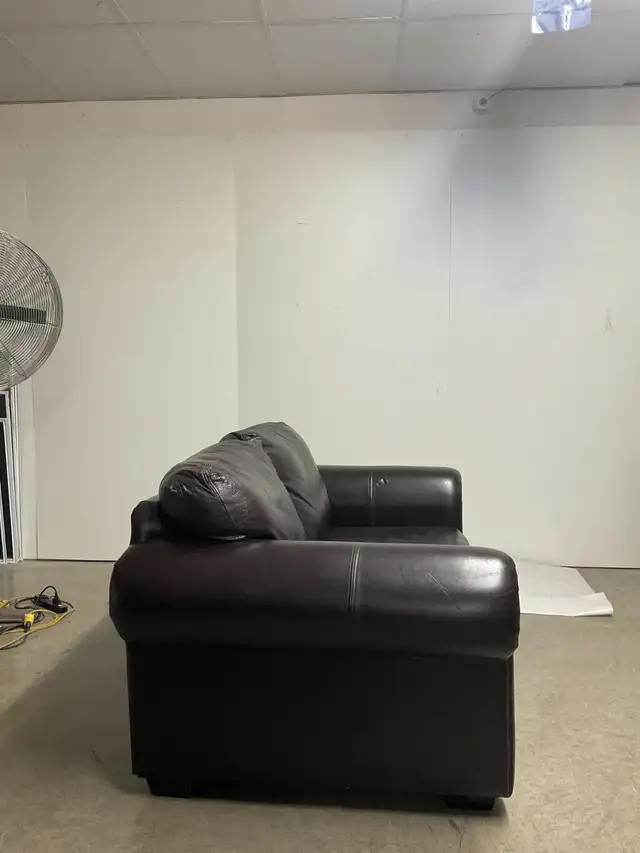 Causeuse  en cuir Brun Marron - Photo 3