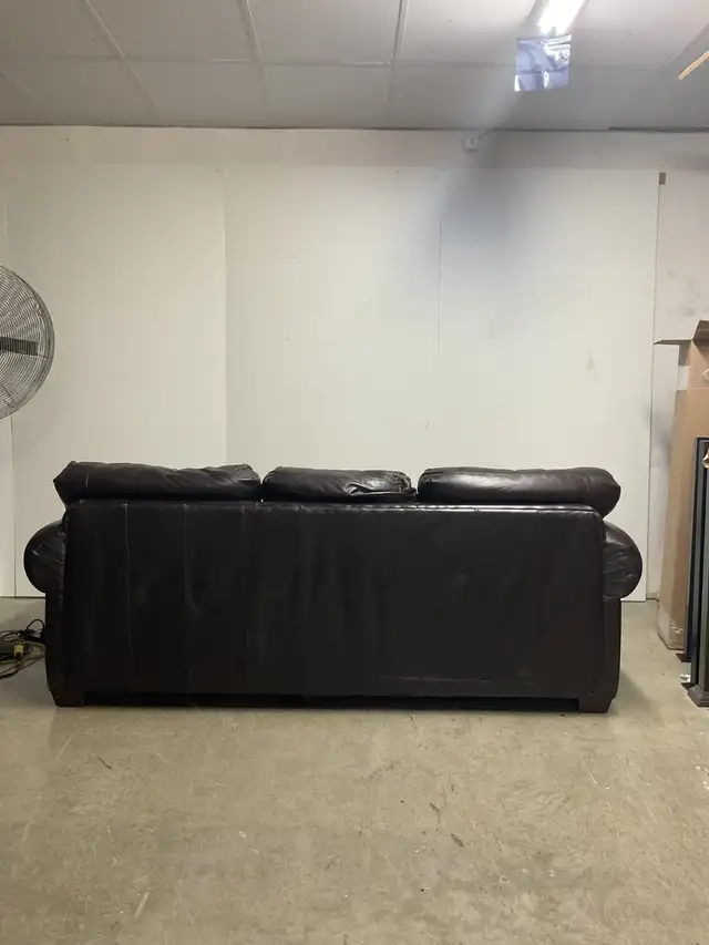 Sofa 3 places en cuir Brun Marron - Photo 2