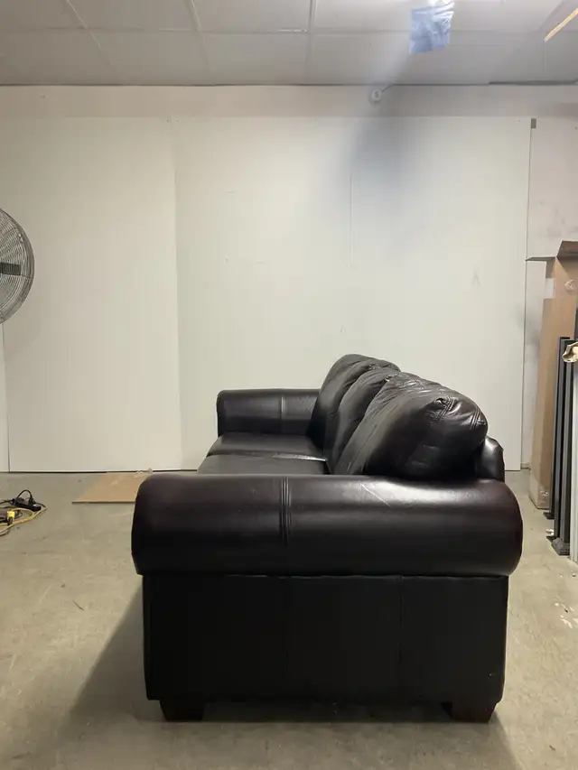 Sofa 3 places en cuir Brun Marron - Photo 3