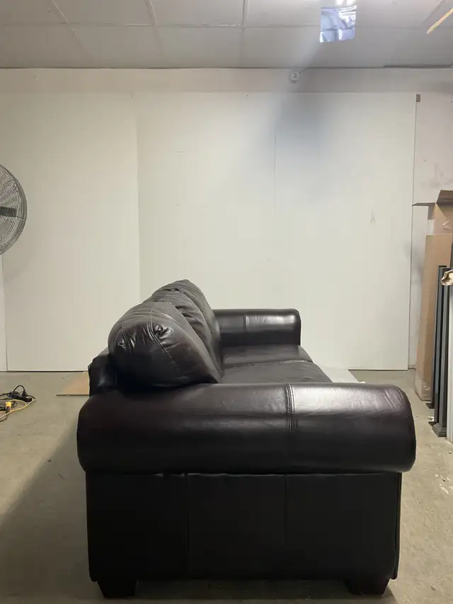 Sofa 3 places en cuir Brun Marron - Photo 4