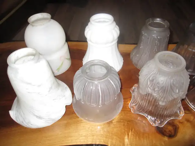 ANTIQUE VINTAGE 2 1/4' GLASS SHADES BRIDGE LAMP CEILING FIXTURES - Photo 2