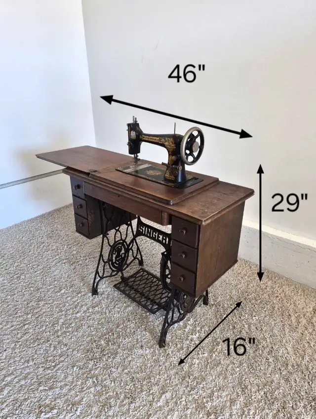 DELIVERY AVAILABLE Singer Treadle Vintage Sewing Machine Antique - Photo 10