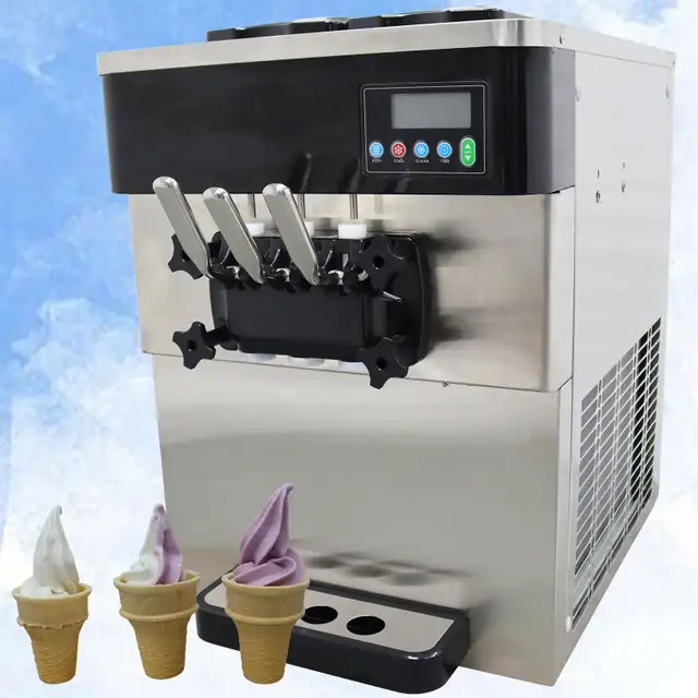 2 1Flavors Stainless Steel Soft Ice Cream Machine 3 Heads 210185