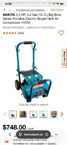 Makita compressor looking to get at 250 for it